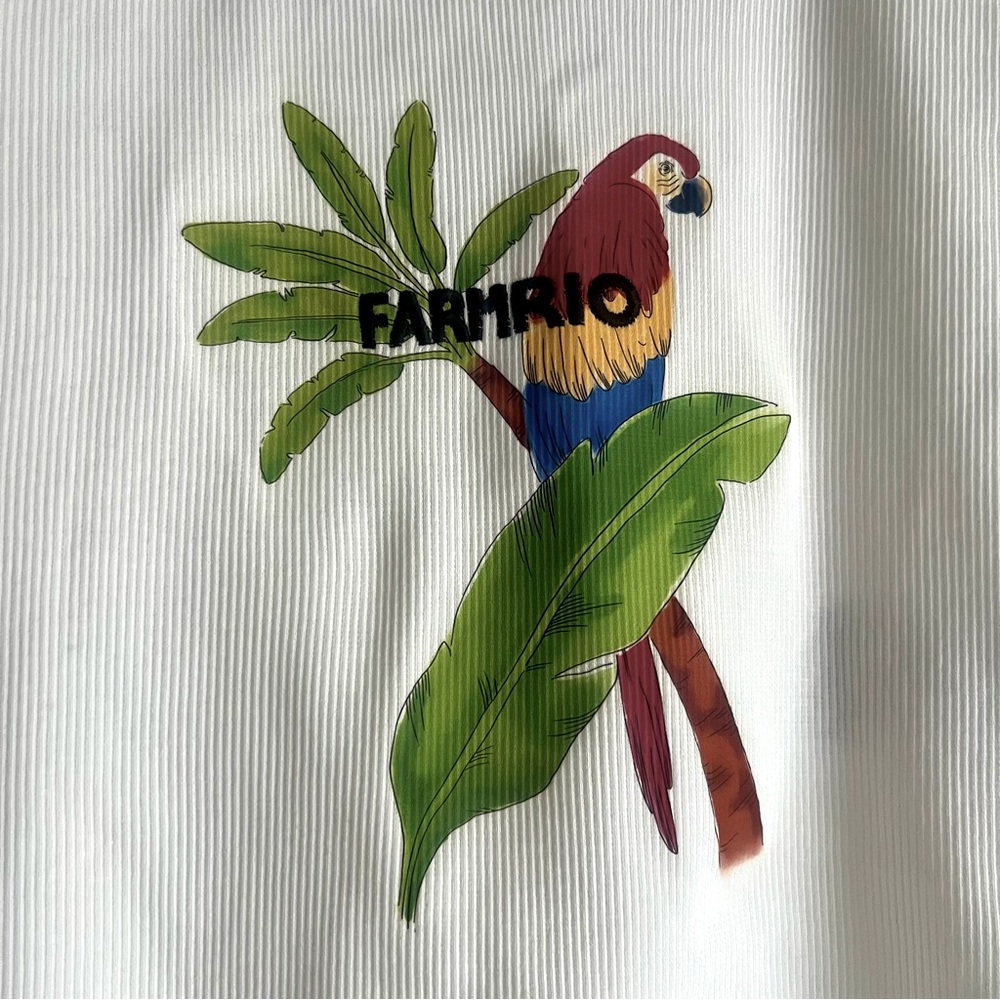 FARM Rio Embroidered Off-White Macaw Printed Tank Top Size Small NWT - Picture 14 of 16